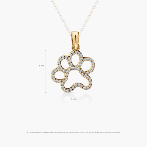 Zawieszka łapka SAVICKI: złota, cyrkonie